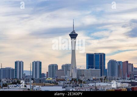 Las Vegas, JAN 12, 2021 - Afternoon view of the  skypod with cityscape Stock Photo