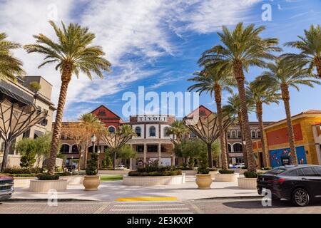 Las Vegas, JAN 18, 2021 - Sunny exterior view of the Tivoli Village Stock Photo