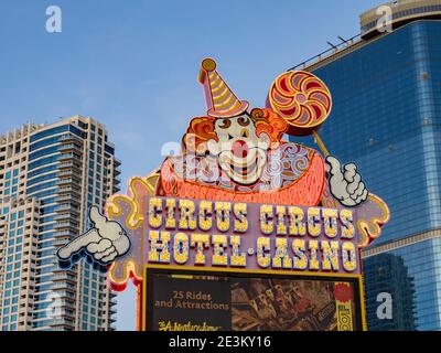 Las Vegas, JAN 8, 2021 - Exterior view of the Circus Circus Hotel and Casino Stock Photo