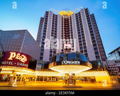 Las Vegas, JAN 12, 2021 - Exterior view of The Plaza Hotel and Casino Stock Photo