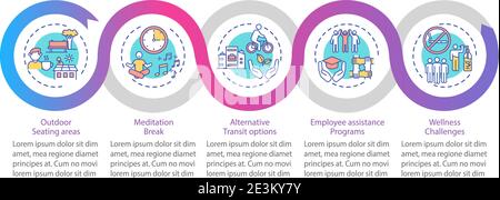 Workspace wellbeing practices vector infographic template Stock Vector