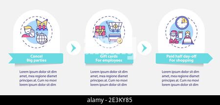 Covid friendly office party vector infographic template Stock Vector