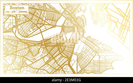 Boston USA City Map in Retro Style in Golden Color. Outline Map. Vector Illustration. Stock Vector