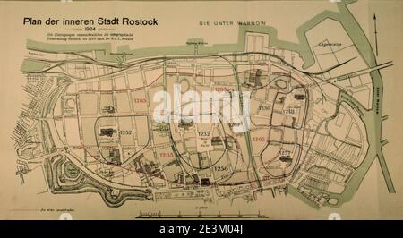 Map Rostock Innenstadt Entwicklung Krause. Stock Photo