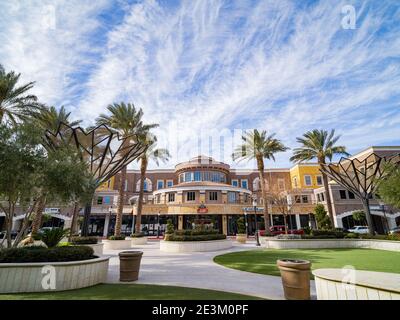 Las Vegas, JAN 18, 2021 - Sunny exterior view of the Tivoli Village Stock Photo