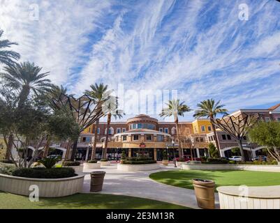 Las Vegas, JAN 18, 2021 - Sunny exterior view of the Tivoli Village Stock Photo