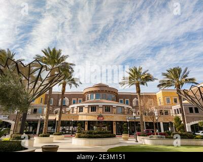 Las Vegas, JAN 18, 2021 - Sunny exterior view of the Tivoli Village Stock Photo