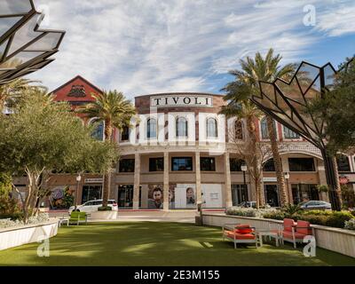 Las Vegas, JAN 18, 2021 - Sunny exterior view of the Tivoli Village Stock Photo