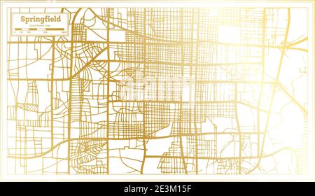 Springfield USA City Map in Retro Style in Golden Color. Outline Map. Vector Illustration. Stock Vector