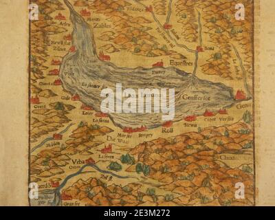 Map Of Lake Geneva (1600 Stock Photo - Alamy