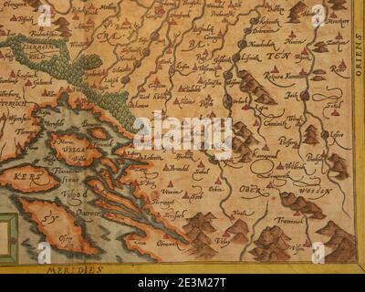 Map of Slavonia (ex-Yugoslavia) (1600) south east. Stock Photo