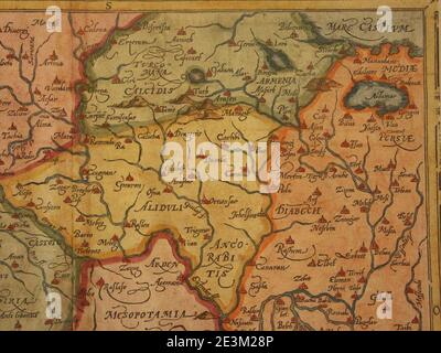 Map of Syria and the Holy Land (1600) north east. Stock Photo