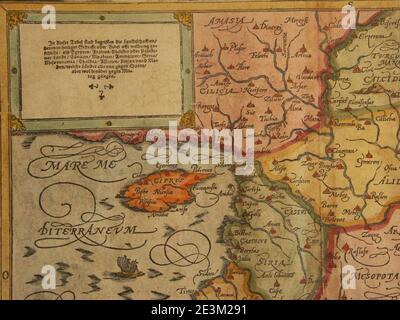 Map of Syria and the Holy Land (1600) northwest. Stock Photo