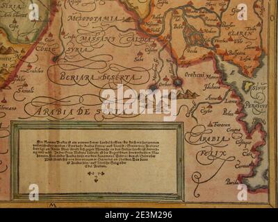 Map of Syria and the Holy Land (1600) south east. Stock Photo