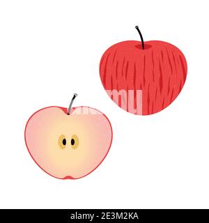 Cartoon style whole red apple with small and big apple slices. 21856535  Vector Art at Vecteezy