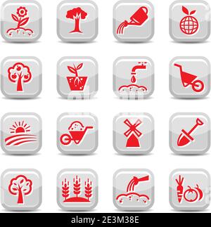 Gardening Icon Set for web and mobile. All elements are grouped. Stock Vector
