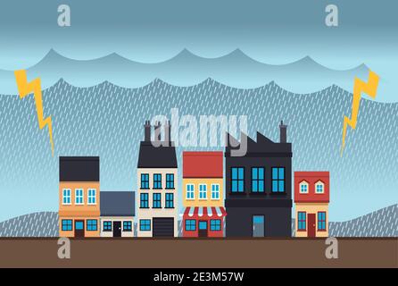 City scape storm scene illustration Stock Vector Image & Art - Alamy
