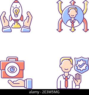 Company values RGB color icons set Stock Vector