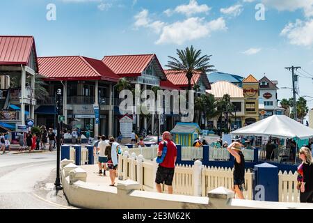 George Town, Grand Cayman Island, UK - February 27, 2019: View of the main tourist shopping area of Cayman.  Located near the main cruise port is resp Stock Photo
