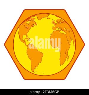 Abstract hexagon honeycomb cell with earth globe. Elements of this image furnished by NASA. Source of map: http://visibleearth.nasa.gov/view.php?id=74 Stock Vector