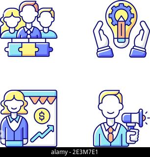 Hierarchical structure RGB color icons set Stock Vector