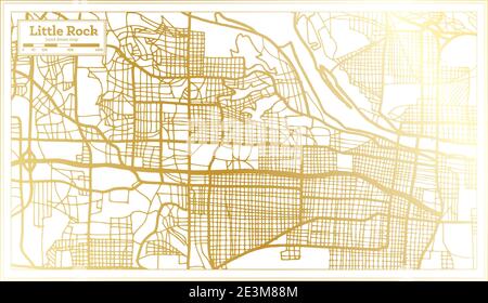 Little Rock USA City Map in Retro Style in Golden Color. Outline Map. Vector Illustration. Stock Vector