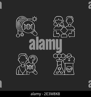 Human reproduction chalk white icons set on black background Stock Vector