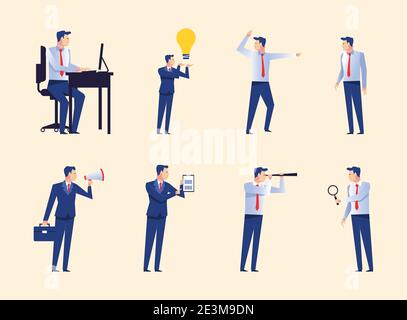group of eight businessmen workers avatars characters vector illustration design Stock Vector