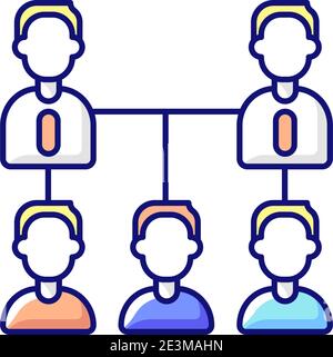 Organic company structure RGB color icon Stock Vector