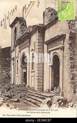 Martinique Ruines de la cathédrale à Saint-Pierre. Stock Photo