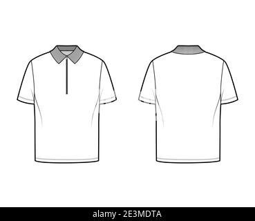 Shirt zip polo technical fashion illustration with short sleeves, tunic ...
