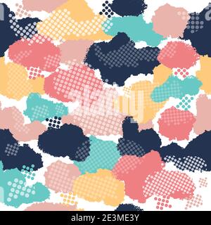 Seamless camouflage pattern. Repeating digital dotted camo military texture background. Abstract modern fabric textile ornament with colorful design Stock Vector