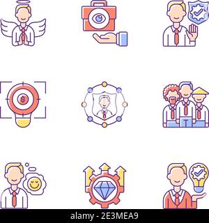 Service with integrity RGB color icons set Stock Vector