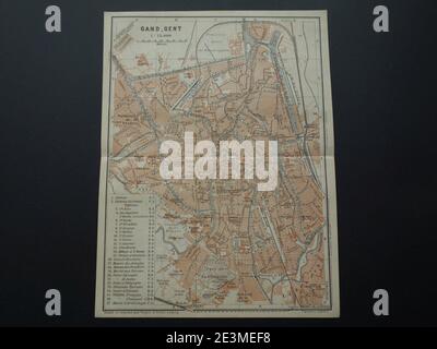 Map of Ghent by Wagner and Debes, 1905. Stock Photo