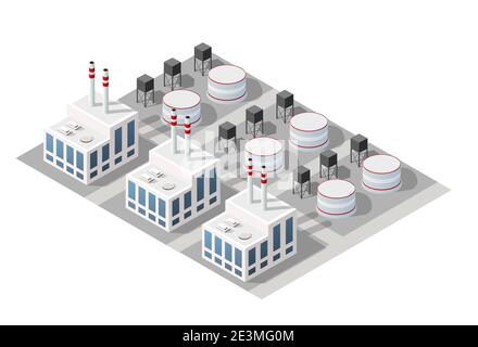 Isometric 3D city module industrial urban factory Stock Vector