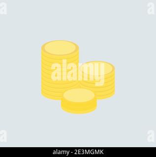 Stack of coins on grey background.  Stock Vector