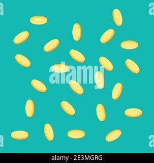 Coins Money Falling Down on Green Background. Stock Vector