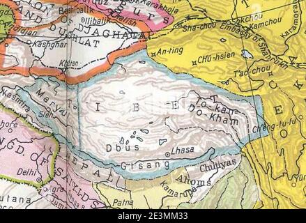 Map of Ming Chinese empire 1415-Tibet. Stock Photo