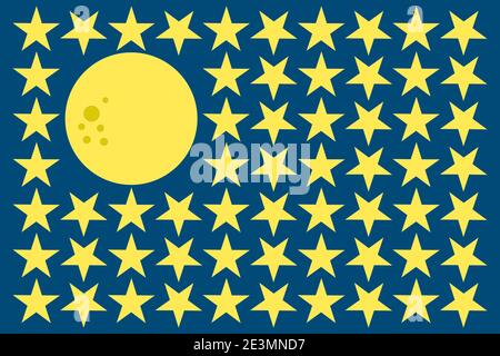 Full moon and starry shape stars sky naive concept illustration vector Stock Vector