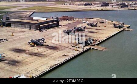 Martin P5M-2 Marlin seaplanes at Naval Air Station Norfolk, Virginia (USA), in the 1950s. Stock Photo