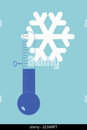 Thermometer and Snowflake Vectors. Cold Icon Vector. Stock Vector