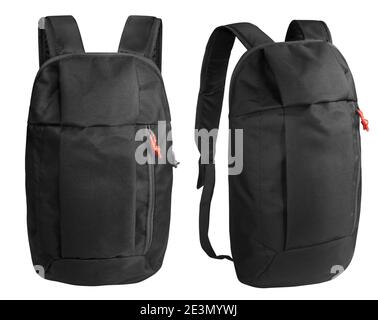 Black backpack isolated on white with clipping path Stock Photo