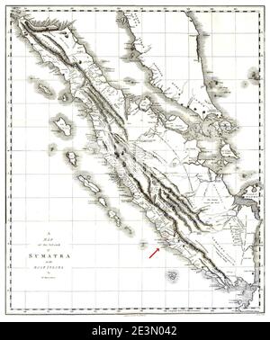 Marsden Map of Sumatra. Stock Photo