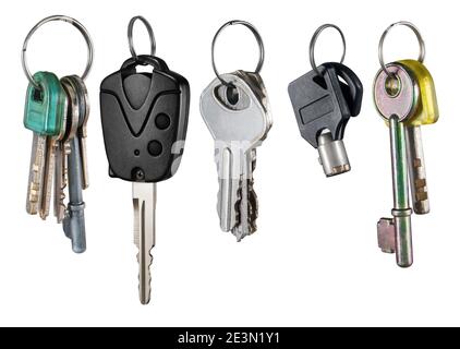 Different keys collection isolated on white background Stock Photo