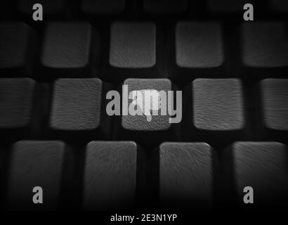 Zoom effect on black conceptual keyboard - Dislike or thumb down button Stock Photo