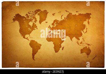 World map in vintage pattern on a old paper Stock Photo