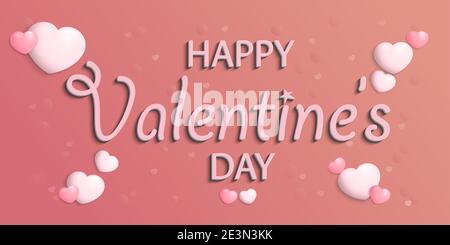 Happy Valentines Day.Greeting card background with 3d text effect.Vector illustration.Eps10 Stock Vector