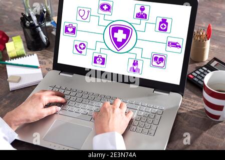 Health protection concept shown on a laptop screen Stock Photo