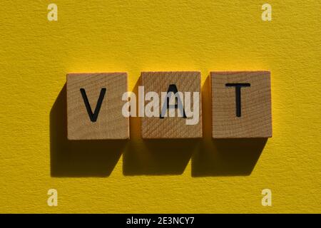 VAT acronym for Value Added Tax Stock Photo