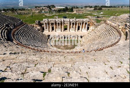Turkey, Denizli Province, Pamukkale, Hierapolis Theatre Stock Photo